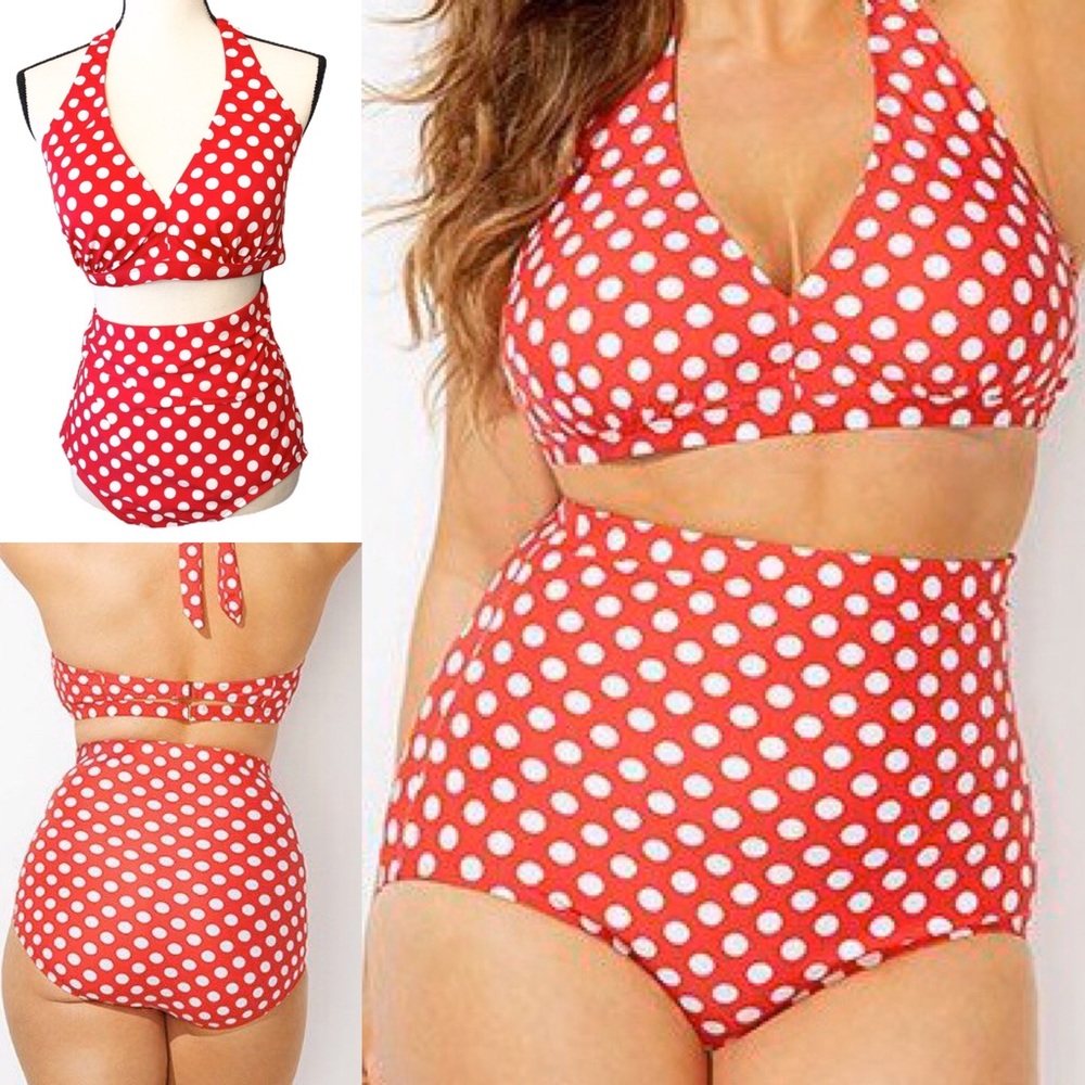 Swimsuits for All Diva White Dot Retro Bikini